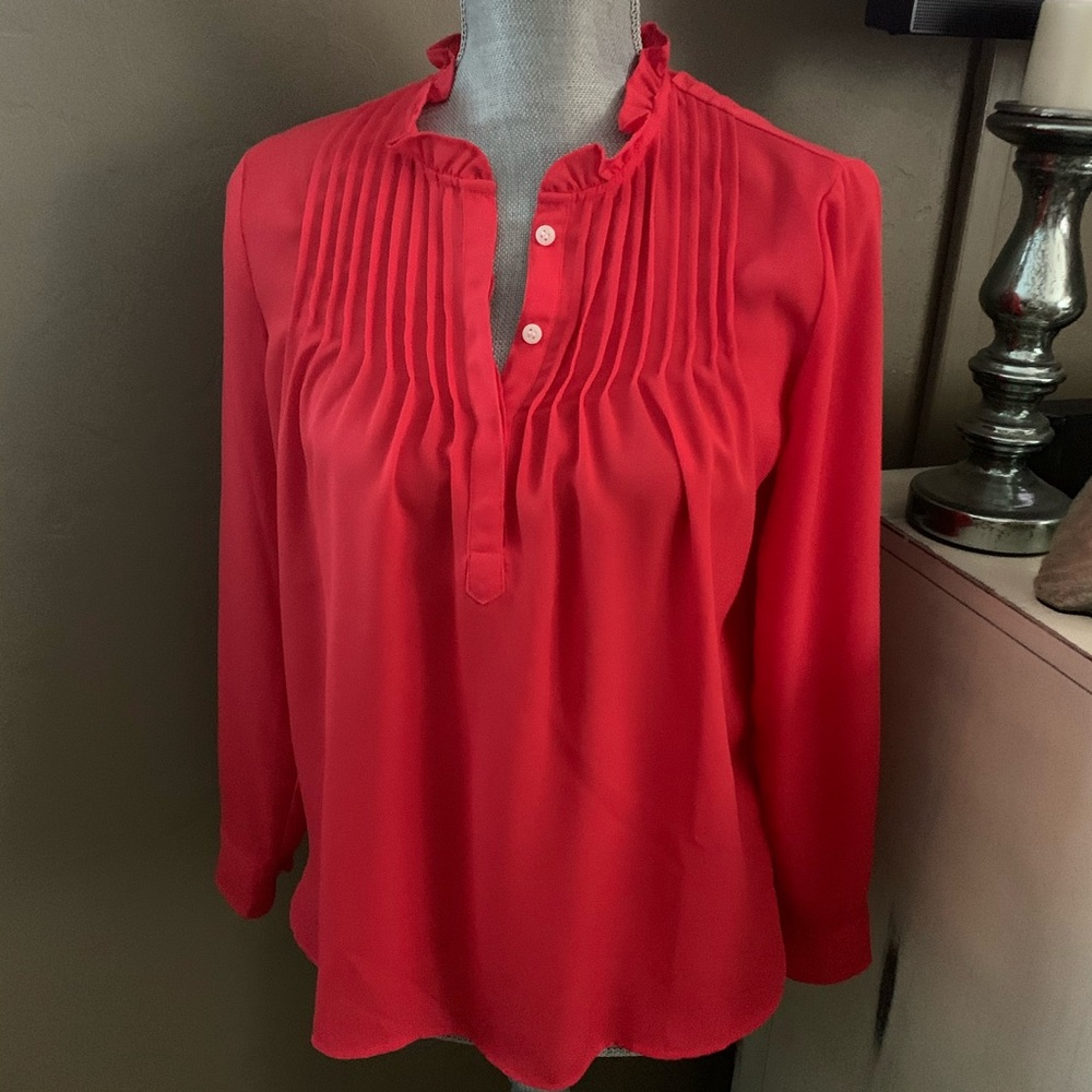 J. Crew Mercantile Ruffled Pintuck Popover Blouse - Picture 2 of 10
